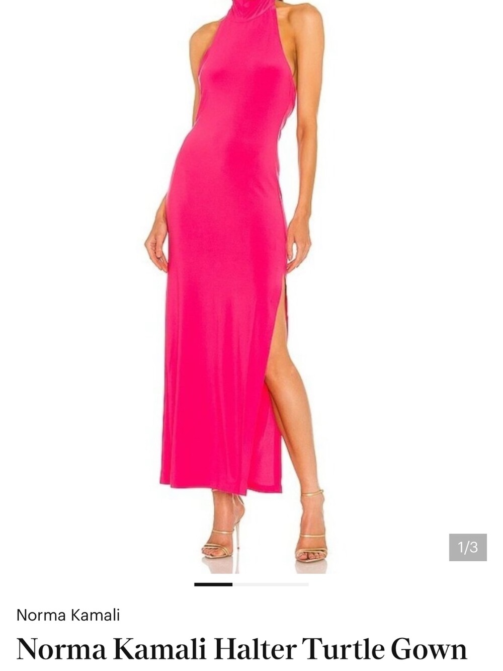 Norma Kamali Fuchsia Halter Turtle Maxi Dress